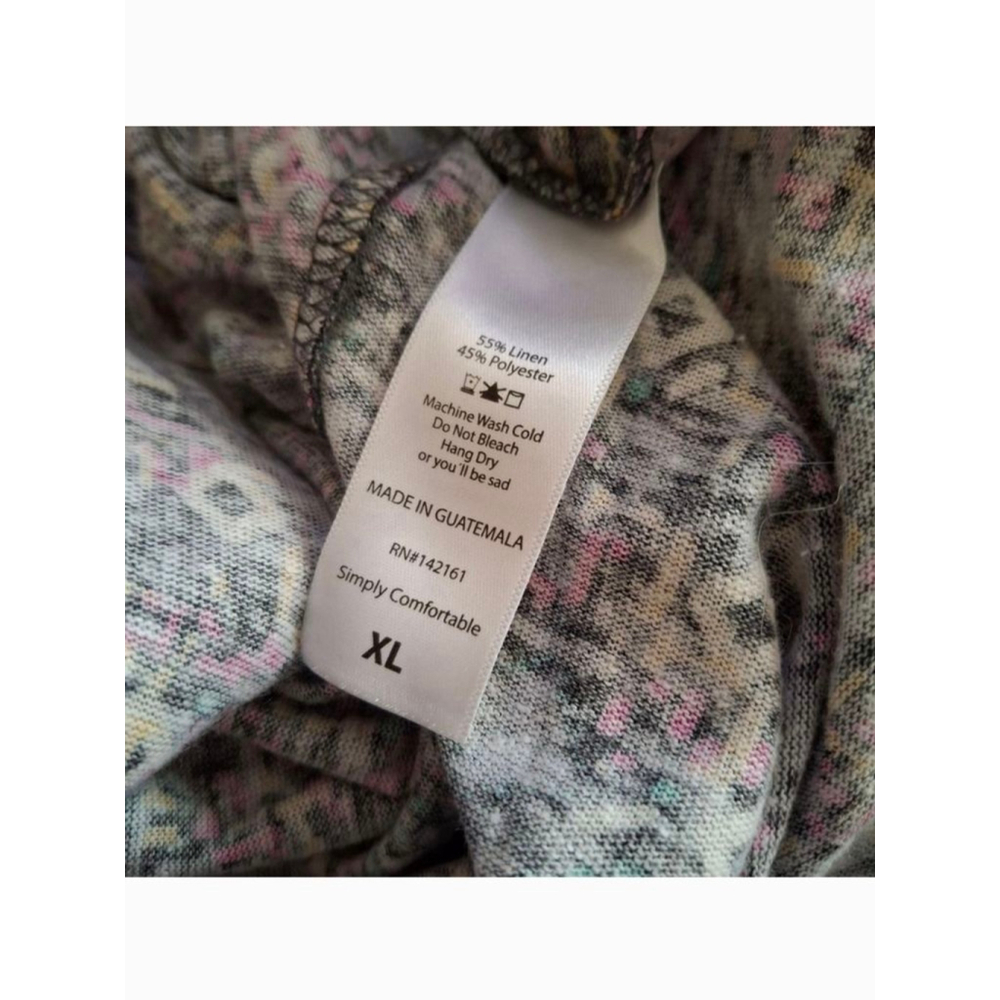 LuLaRoe Black Floral geometric 80s aesthetic sz XL duster linen blend cardigan - Picture 2 of 3